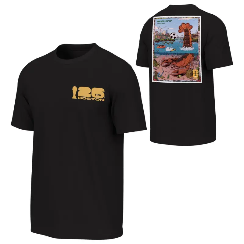 2026 World Cup Boston Poster Black T-Shirt – Unisex – World Cup Soccer Shirts & Gear