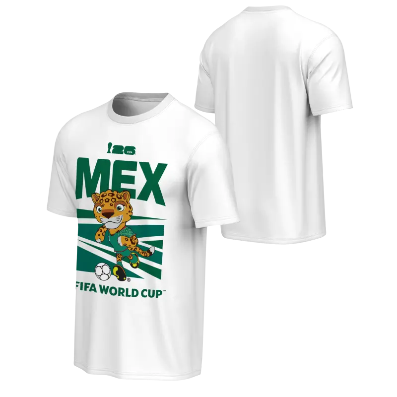 2026 World Cup Mexico Mascot White T-Shirt – Unisex – World Cup Soccer Shirts & Gear