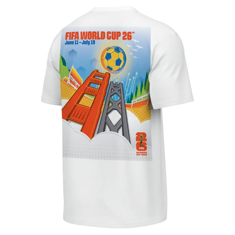 2026 World Cup San Francisco Bay Area Poster White T-Shirt – Unisex – World Cup Soccer Shirts & Gear