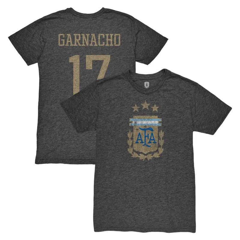Alejandro Garnacho Argentina National Team 1863FC Player Vintage Tri-Blend T-Shirt – Black – World Cup Soccer Shirts & Gear