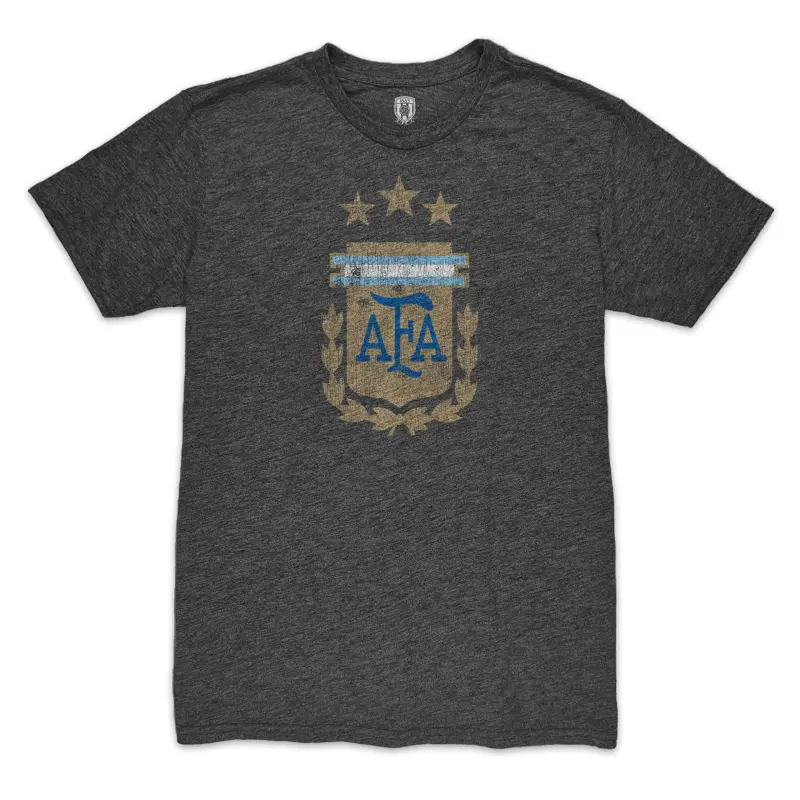 Alexis Mac Allister Argentina National Team 1863FC Player Retro Tri-Blend T-Shirt – Heather Black – World Cup Soccer Shirts & Gear