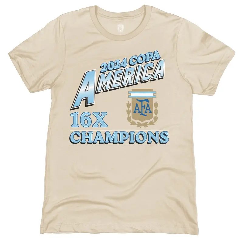 Argentina National Team 1863FC 16-Time Copa America Champions T-Shirt – Cream – World Cup Soccer Shirts & Gear