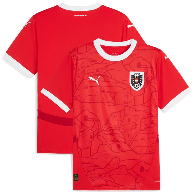 Austria National Team Puma 2024 Home Replica Jersey – Red – World Cup Soccer Shirts & Gear