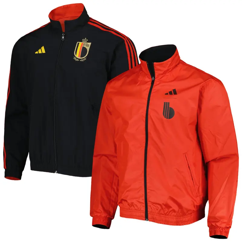 Belgium National Team adidas AEROREADY Reversible Anthem Reversible Full-Zip Jacket – Red/Black – World Cup Soccer Shirts & Gear