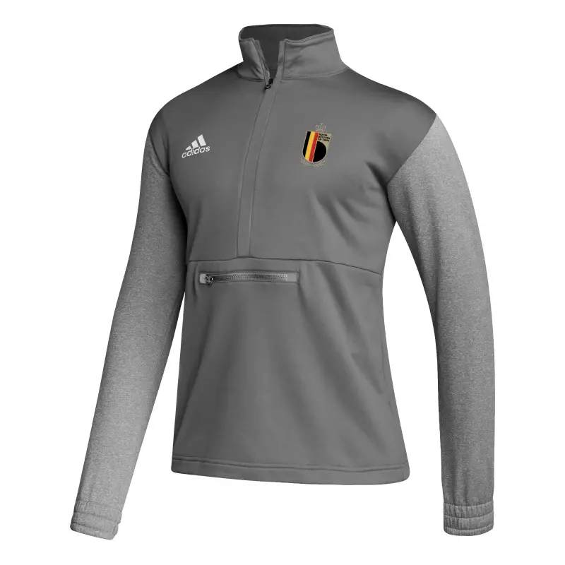 Belgium National Team adidas Crest Long Sleeve Half-Zip Top – Gray – World Cup Soccer Shirts & Gear