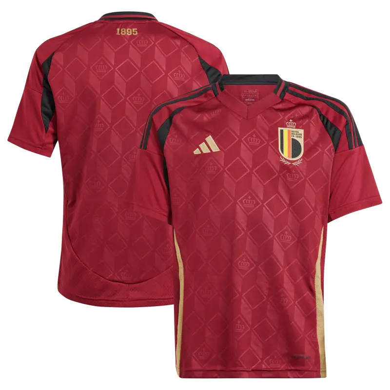 Belgium National Team adidas Youth 2024 Home Replica Jersey – Burgundy – World Cup Soccer Shirts & Gear
