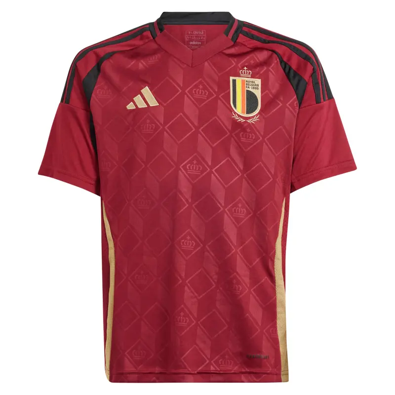 Belgium National Team adidas Youth 2024 Home Replica Jersey – Burgundy – World Cup Soccer Shirts & Gear