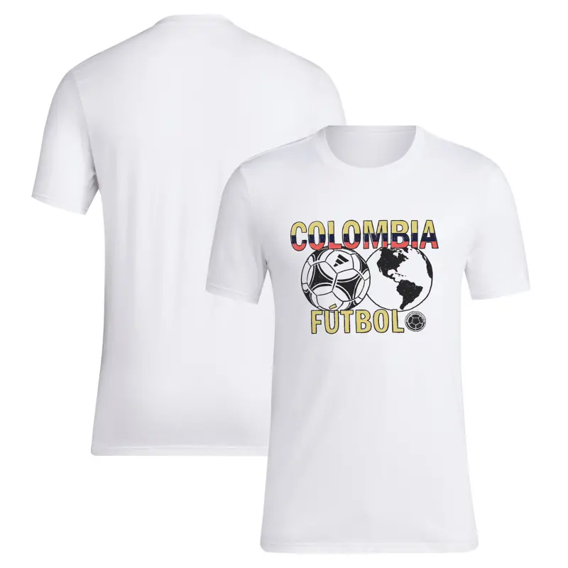 Colombia National Team adidas Around The World T-Shirt – White – World Cup Soccer Shirts & Gear