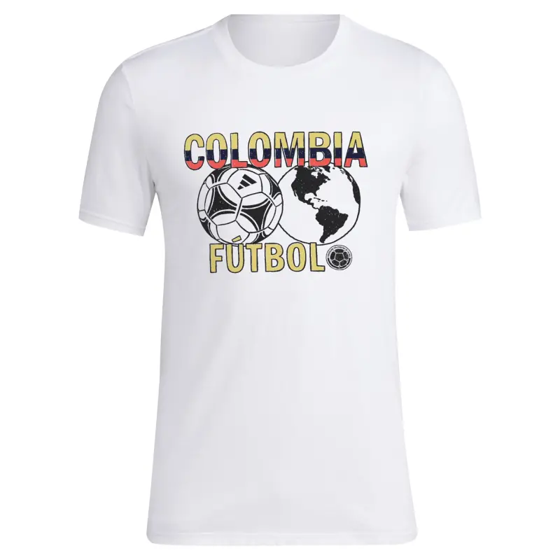 Colombia National Team adidas Around The World T-Shirt – White – World Cup Soccer Shirts & Gear