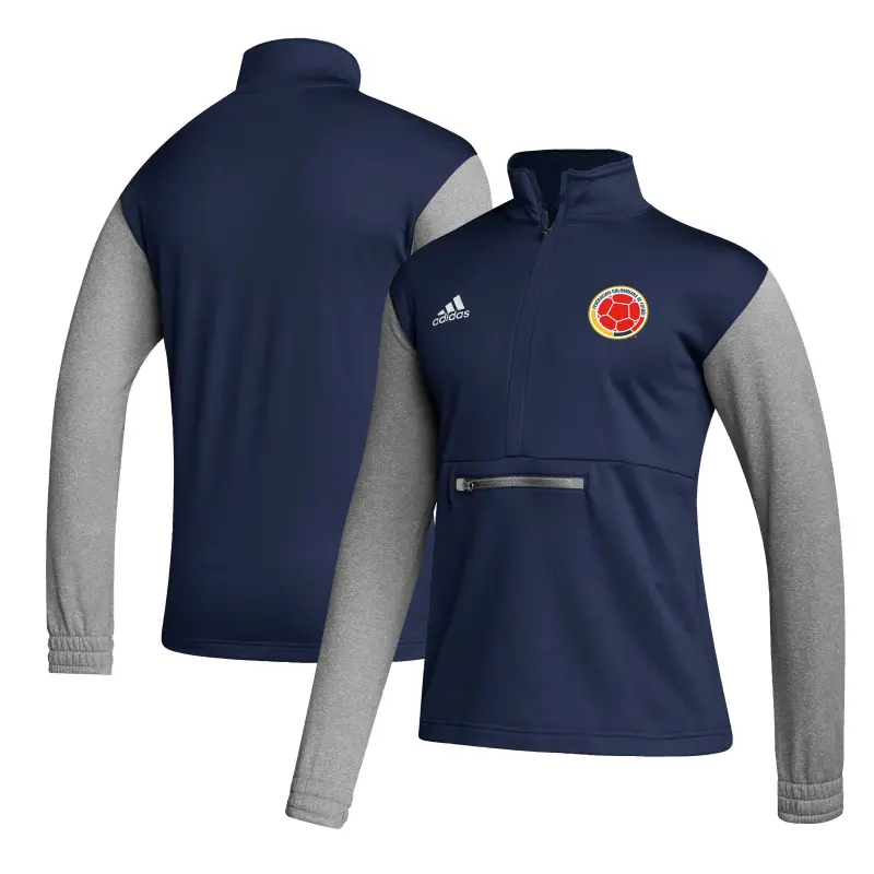 Colombia National Team adidas Crest Long Sleeve Half-Zip Top – Navy – World Cup Soccer Shirts & Gear