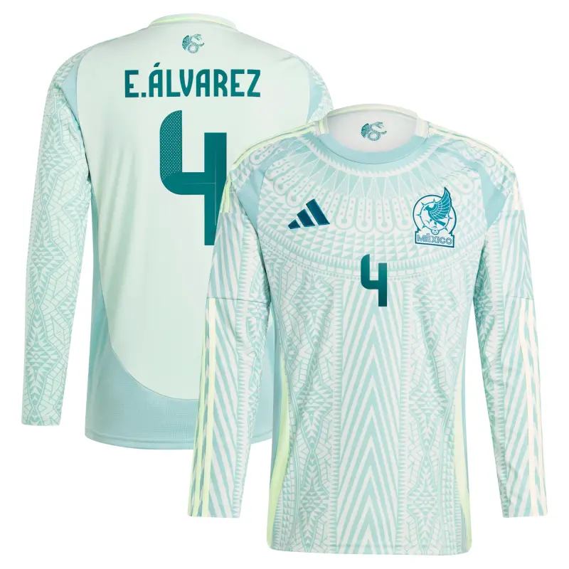 Edson Alvarez Mexico National Team adidas 2024 Away Replica Player Long Sleeve Jersey – Green – World Cup Soccer Shirts & Gear