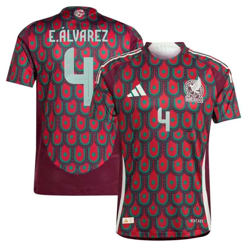 Edson Alvarez Mexico National Team adidas 2024 Home Authentic Player Jersey – Burgundy – World Cup Soccer Shirts & Gear