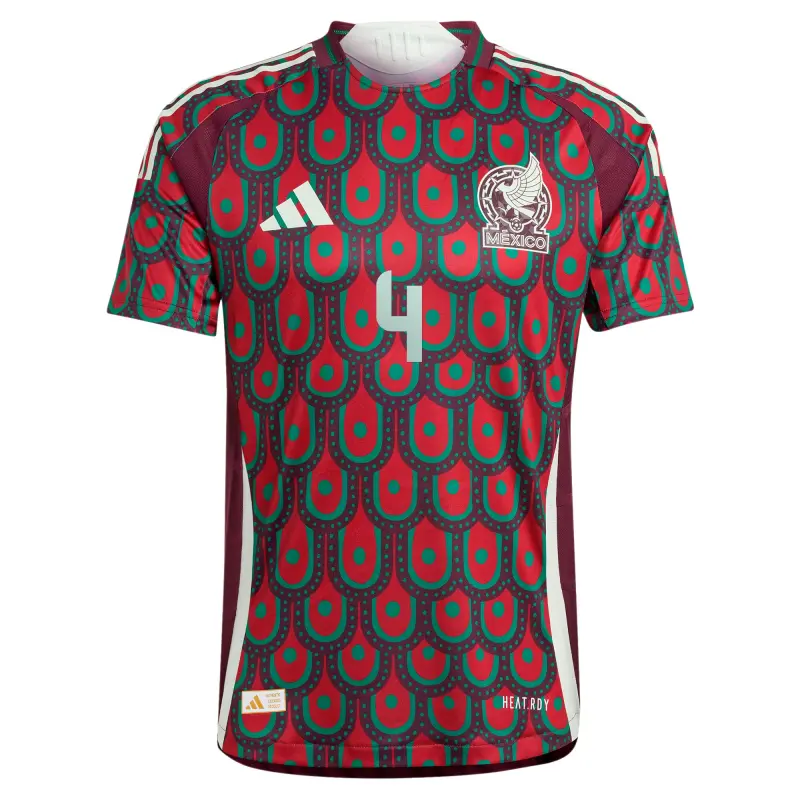 Edson Alvarez Mexico National Team adidas 2024 Home Authentic Player Jersey – Burgundy – World Cup Soccer Shirts & Gear