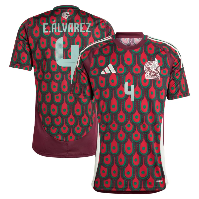 Edson Alvarez Mexico National Team adidas 2024 Home Replica Player Jersey – Burgundy – World Cup Soccer Shirts & Gear