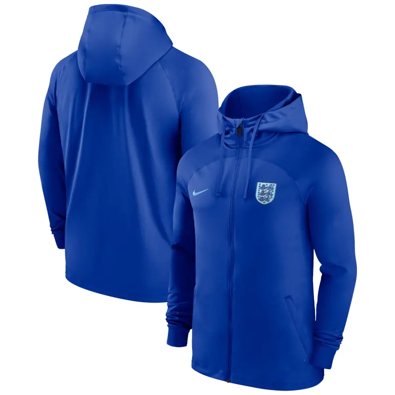 England National Team Nike Strike Raglan Hoodie Full-Zip Track Jacket – Blue – World Cup Soccer Shirts & Gear