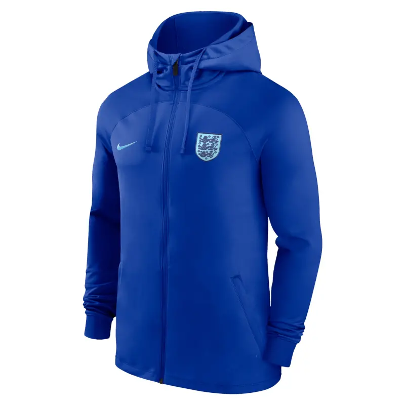England National Team Nike Strike Raglan Hoodie Full-Zip Track Jacket – Blue – World Cup Soccer Shirts & Gear