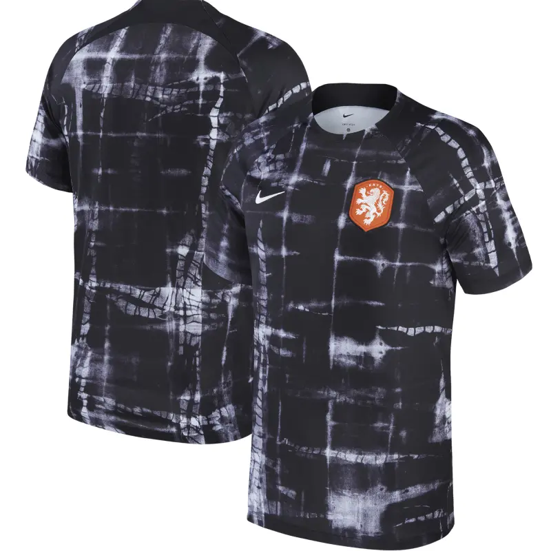 Netherlands National Team Nike 2022/23 Pre-Match Top – Black – World Cup Soccer Shirts & Gear