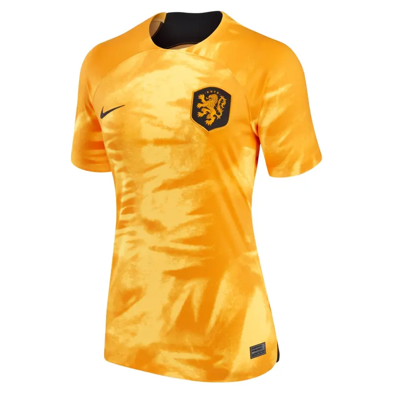 Netherlands National Team Nike Women’s 2022/23 Home Breathe Stadium Replica Blank Jersey – Orange – World Cup Soccer Shirts & Gear