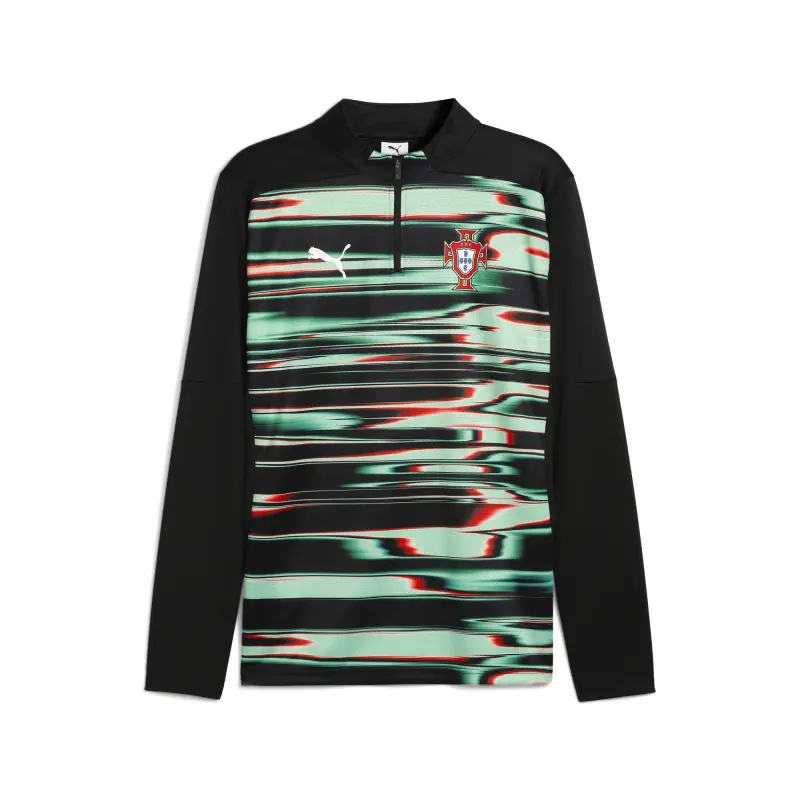 Portugal National Team Puma 2025 Pre-Match Quarter-Zip Top – Black – World Cup Soccer Shirts & Gear