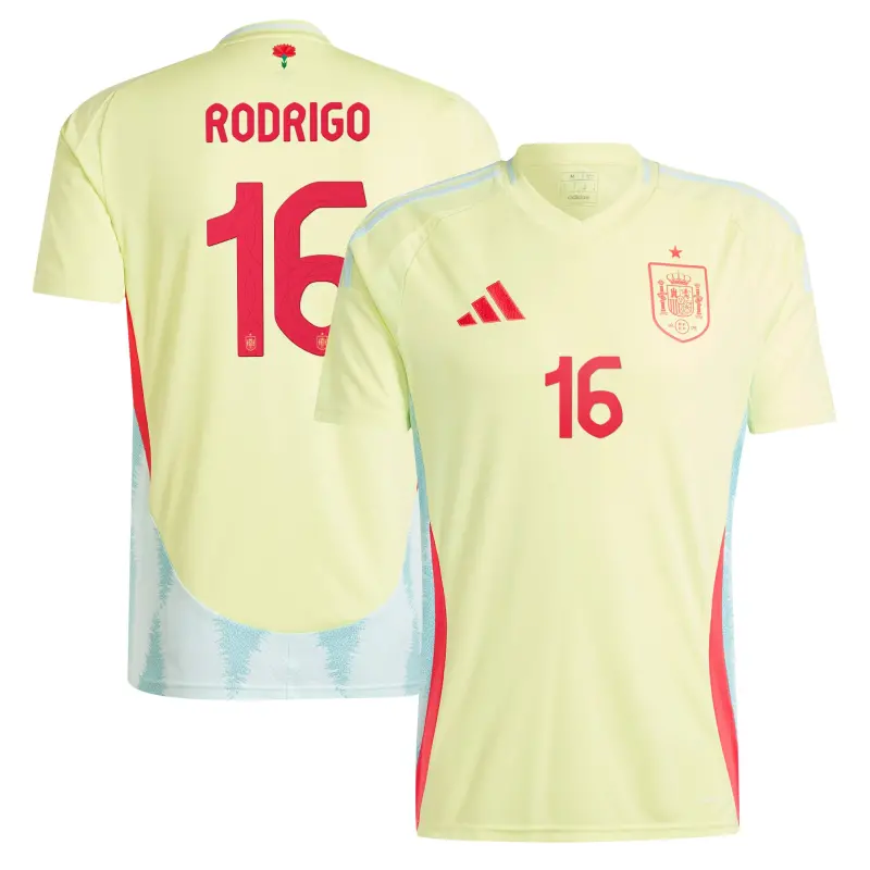 Rodrigo Spain National Team adidas 2024 Away Replica Jersey – Yellow – World Cup Soccer Shirts & Gear