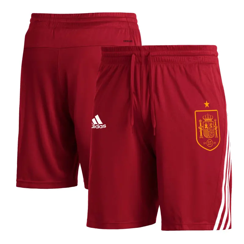 Spain National Team adidas Club Crest Three-Stripe AEROREADY Shorts – Red – World Cup Soccer Shirts & Gear