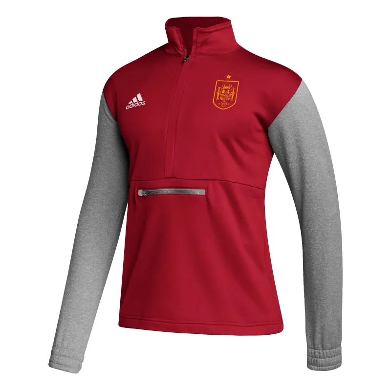 Spain National Team adidas Crest Long Sleeve Half-Zip Top – Red – World Cup Soccer Shirts & Gear