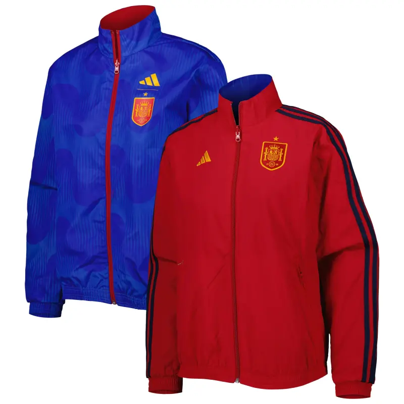 Spain National Team adidas Women’s Anthem AEROREADY Reversible Full-Zip Jacket – Red/Blue – World Cup Soccer Shirts & Gear